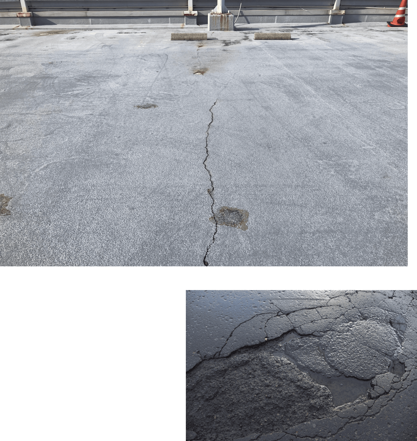 特殊防水のトクボー　駐車場の止水・防水　床アスコンに直接施行可能な新技術！駐車場を使いながら施工OK　必要な部分だけ修繕可能　ご予算に合わせた柔軟対応　商業施設の屋上駐車場　立体駐車場地下駐車場